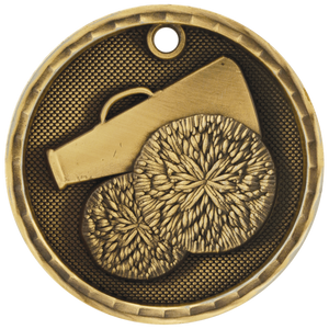 Antique Gold 2" 3D Cheer Medal