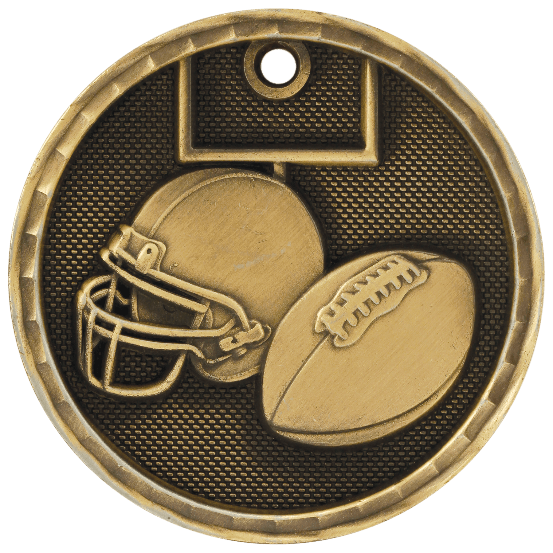 Antique Gold 2" 3D Football Medal