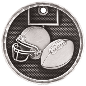 Antique Silver 2" 3D Football Medal
