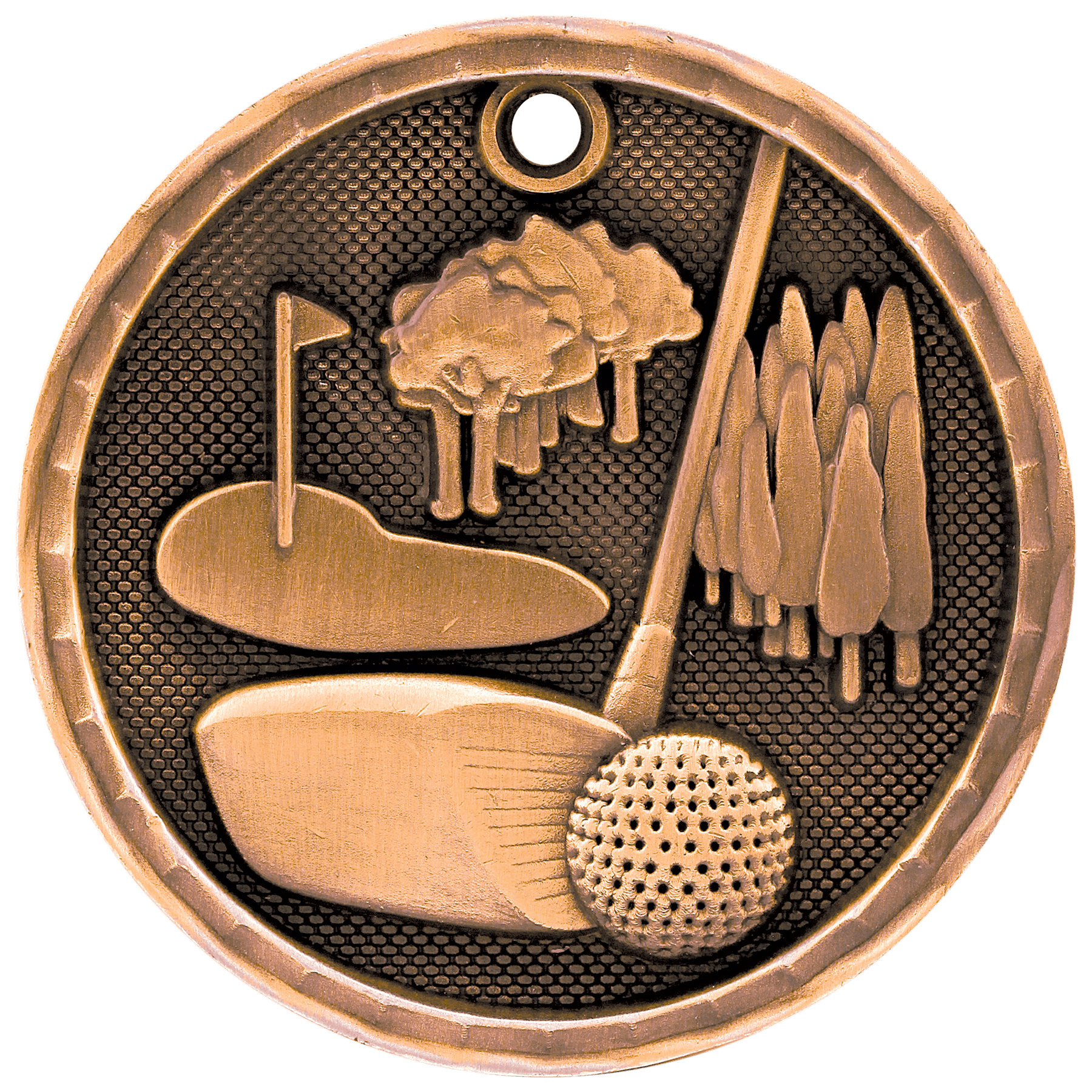 Antique Bronze 2" 3D Golf Medal