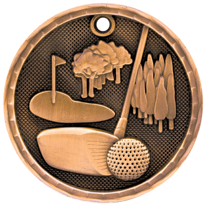 Antique Bronze 2" 3D Golf Medal