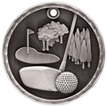 Antique Silver 2" 3D Golf Medal