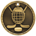 Antique Gold 2" 3D Hockey Medal