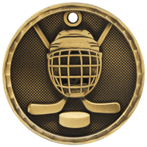 Antique Gold 2" 3D Hockey Medal