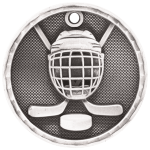 Antique Silver 2" 3D Hockey Medal