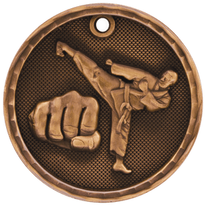 Antique Bronze 2" 3D Martial Arts Medal
