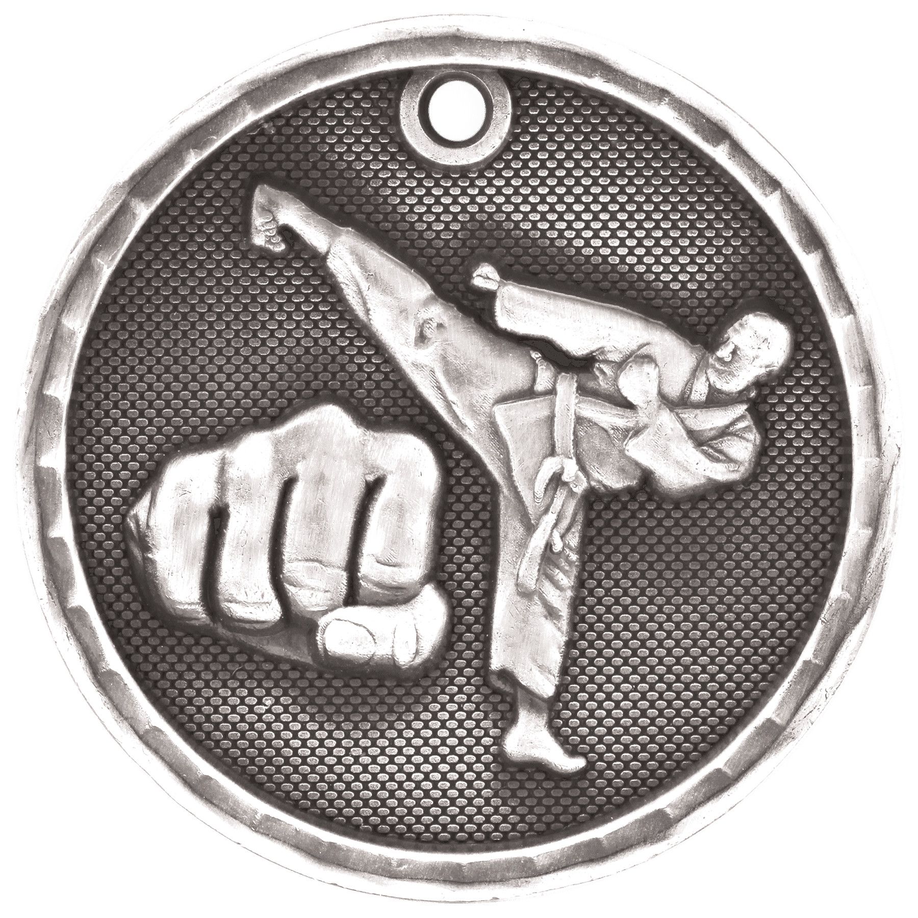 Antique Silver 2" 3D Martial Arts Medal
