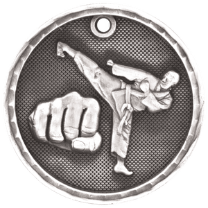 Antique Silver 2" 3D Martial Arts Medal