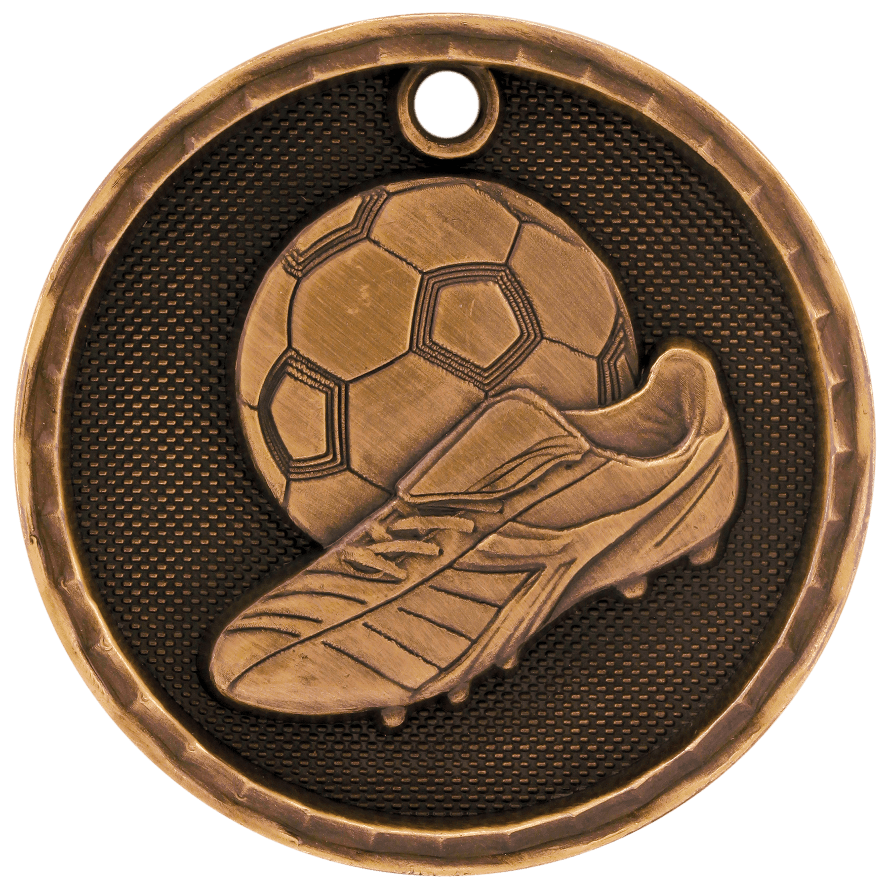 Antique Bronze 2" 3D Soccer Medal