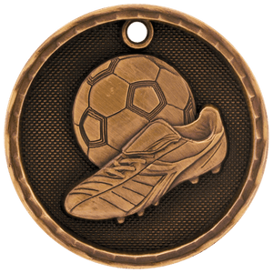 Antique Bronze 2" 3D Soccer Medal