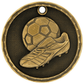 Antique Gold 2" 3D Soccer Medal