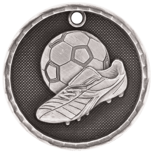 Antique Silver 2" 3D Soccer Medal