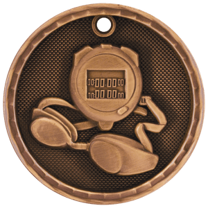 Antique Bronze 2" 3D Swimming Medal