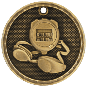 Antique Gold 2" 3D Swimming Medal