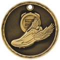 Antique Gold 2" 3D Track Medal