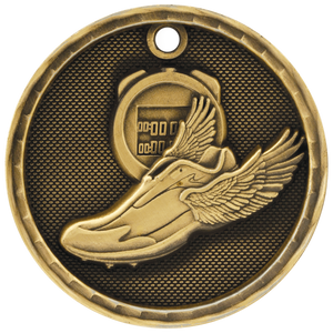 Antique Gold 2" 3D Track Medal