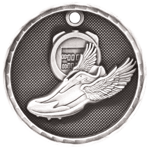 Antique Silver 2" 3D Track Medal