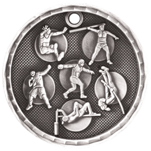 Antique Silver 2" 3D Track and Field Medal