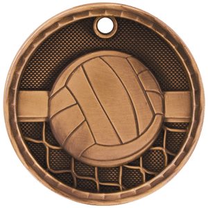 Antique Bronze 2" 3D Volleyball Medal