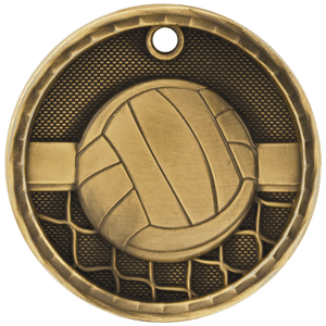 Antique Gold 2" 3D Volleyball Medal