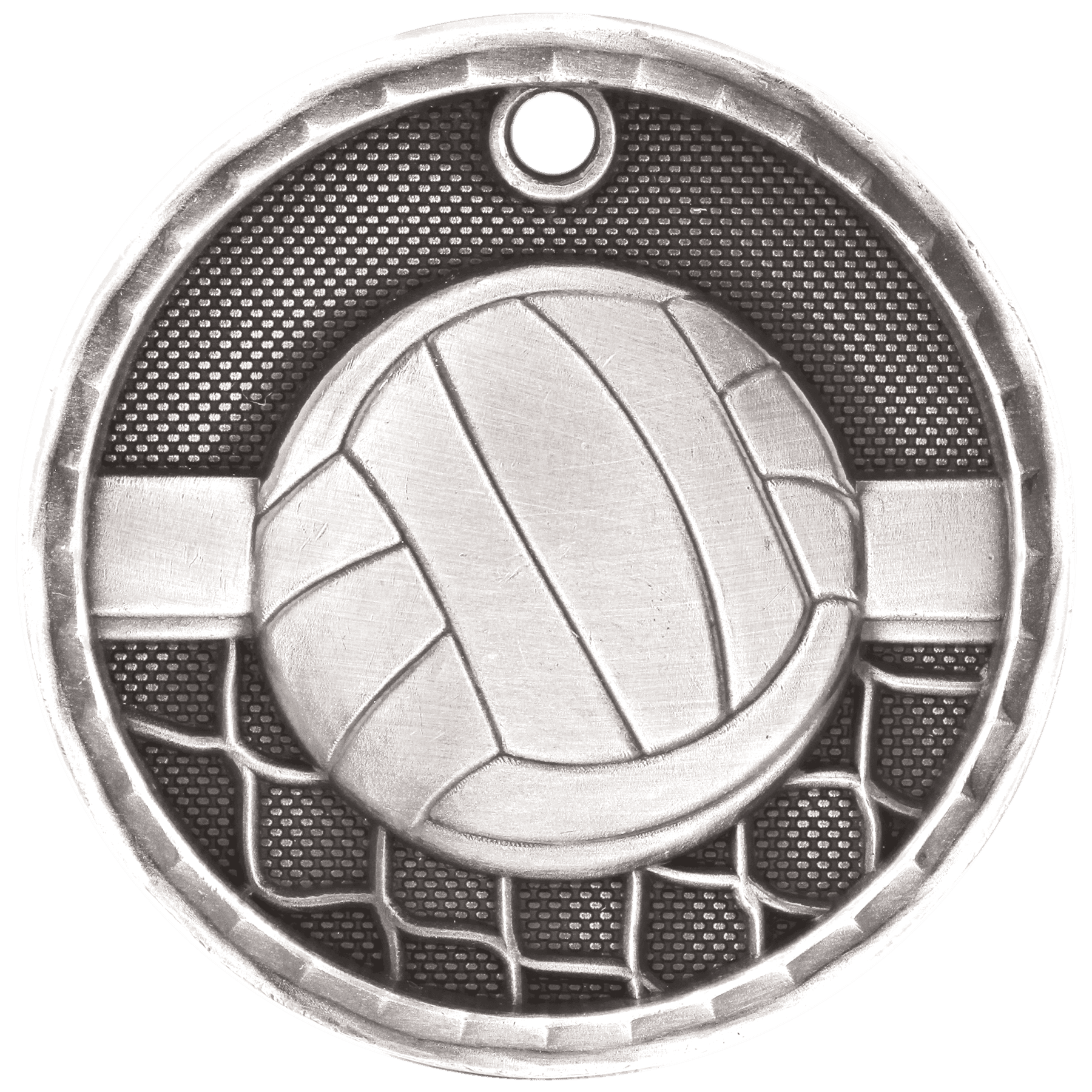 Antique Silver 2" 3D Volleyball Medal