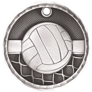 Antique Silver 2" 3D Volleyball Medal