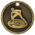 Antique Gold 2" 3D Wrestling Medal