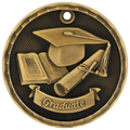 Antique Gold 2" 3D Graduate Medal
