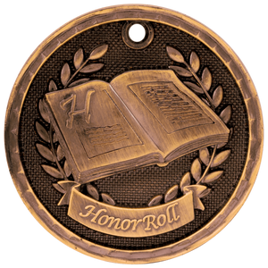 Antique Bronze 2" 3D Honor Roll Medal
