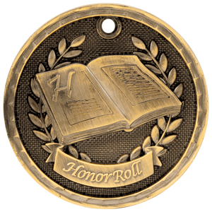 Antique Gold 2" 3D Honor Roll Medal