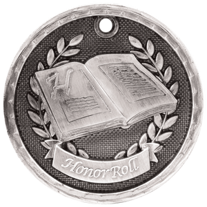 Antique Silver 2" 3D Honor Roll Medal