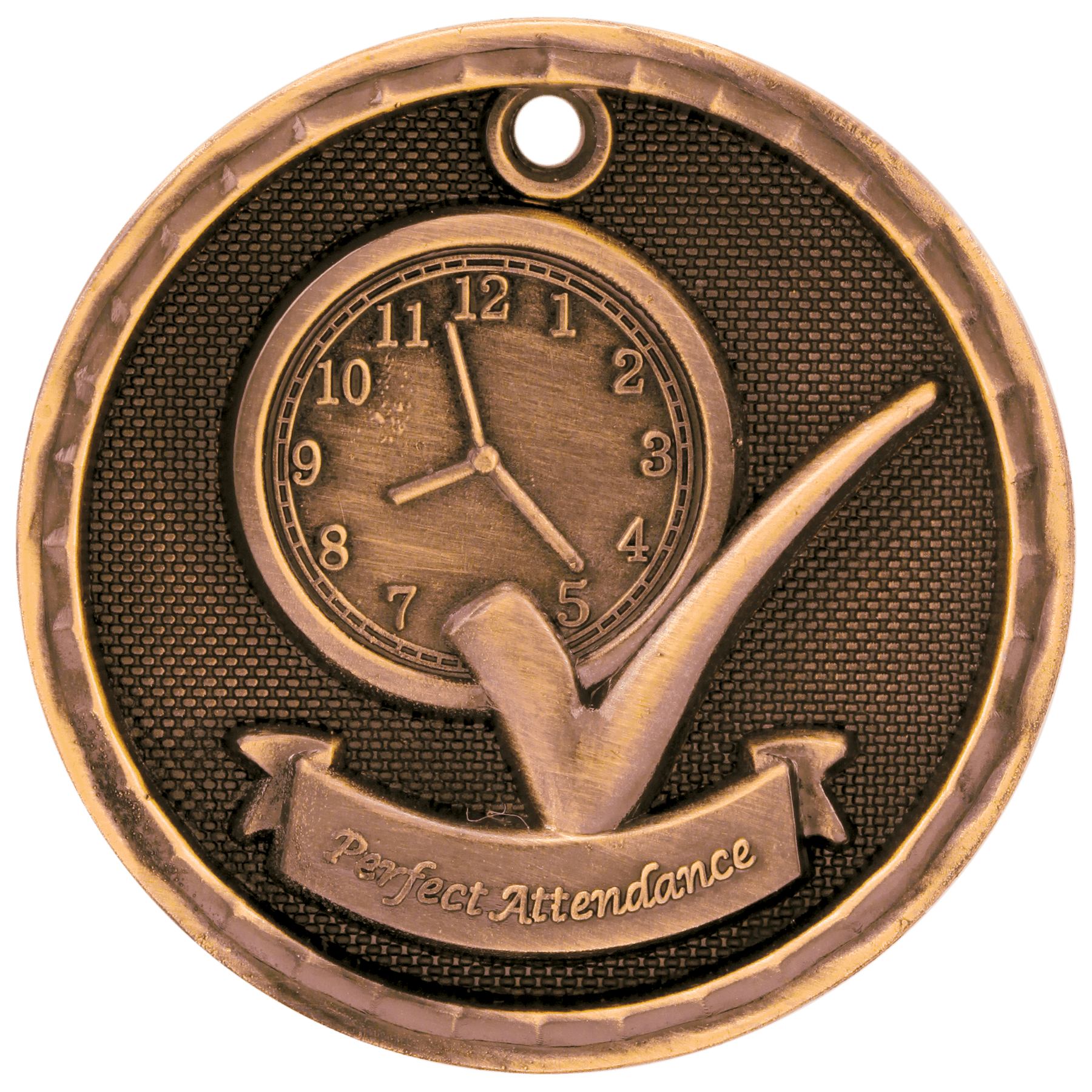 Antique Bronze 2" 3D Perfect Attendance Medal