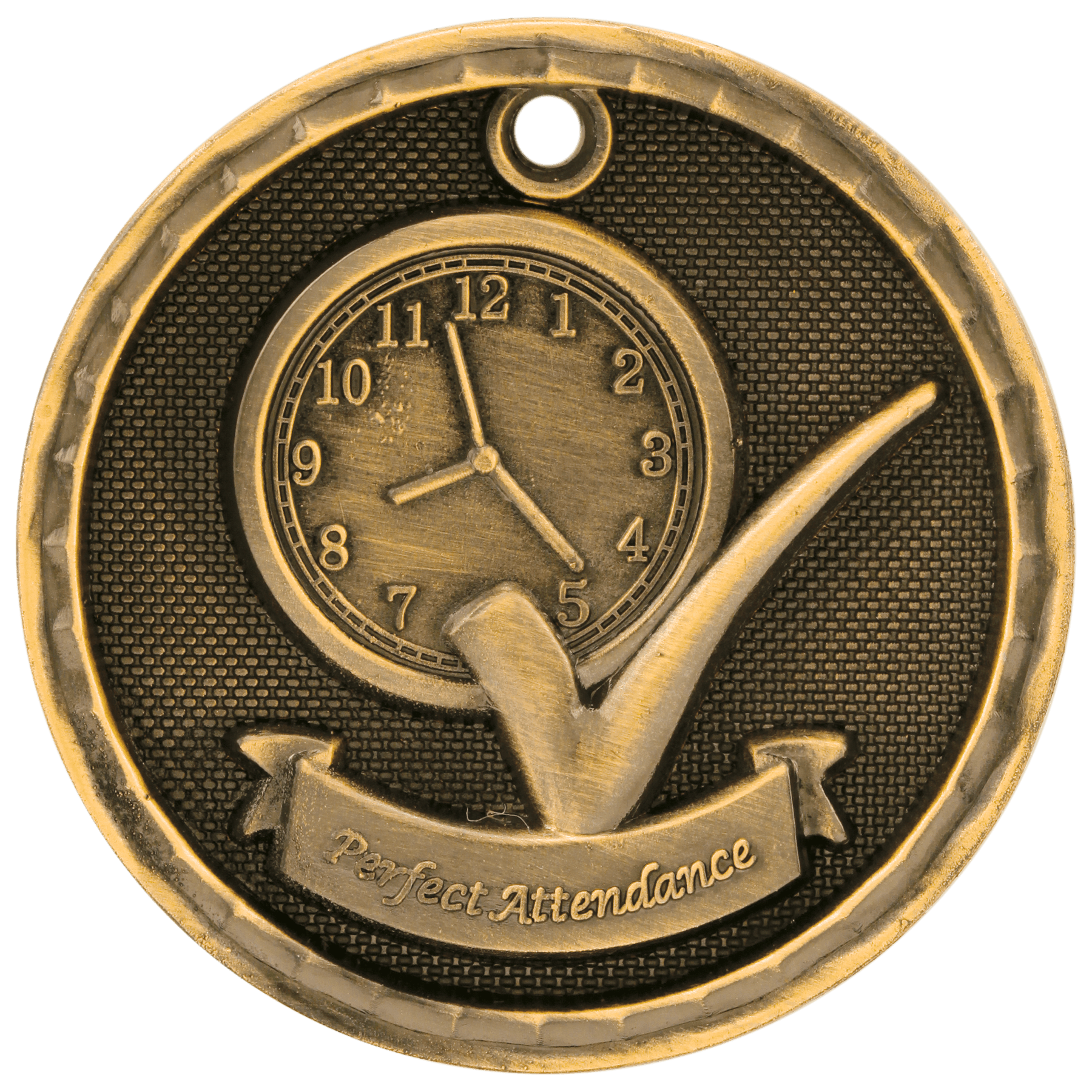 Antique Gold 2" 3D Perfect Attendance Medal