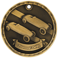 Antique Gold 2" 3D Pinewood Derby Medal
