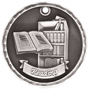 Antique Silver 2" 3D Reading Medal