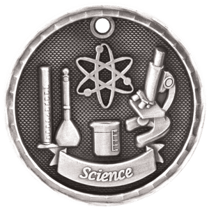Antique Silver 2" 3D Science Medal