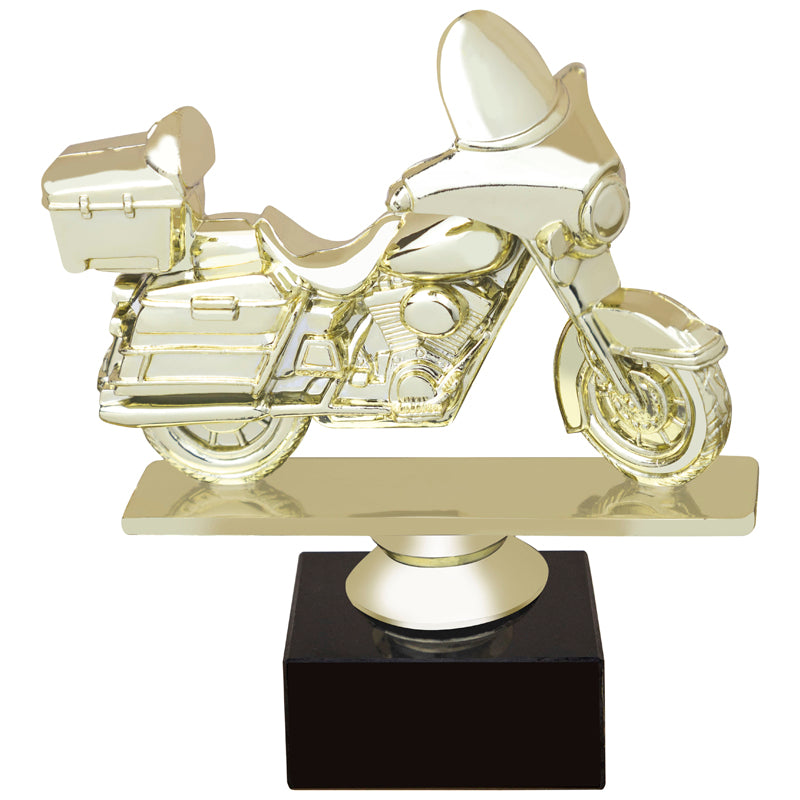 4-1/2 INCH TOURING GOLD FIGURE ON BLACK MARBLE BASE