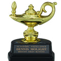 4-1/4 INCH BLACK AND GOLD TROPHY, LAMP OF LEARNING