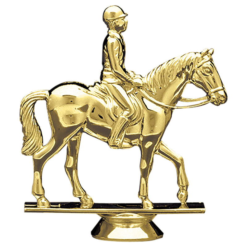 4-1/4 INCH GOLD PLASTIC EQUESTRIAN TROPHY FIGURE
