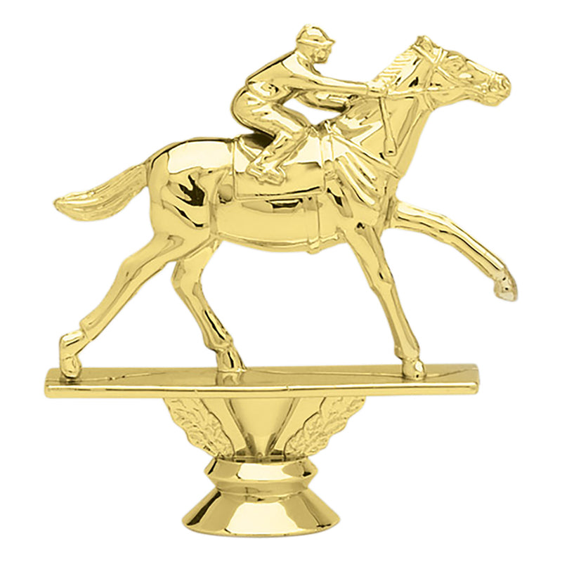 4-1/4 INCH GOLD PLASTIC HORSE RACE TROPHY FIGURE