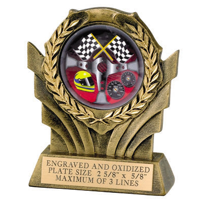 4 1/4 INCH  RESIN WREATH TROPHY, 2 INCH  MYLAR - No Plate