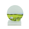 4-1/4 X 3-7/8 INCH GLASS GOLF TROPHY WITH BALL AND COLOR PRINTED GOLF IMAGE