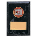 4-1/4 X 6 INCH PLAQUE WITH 2 INCH MEDALLION INSERT AND BRASS PLATE