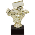 4-3/4 INCH SPRINT CAR GOLD FIGURE ON BLACK MARBLE BASE