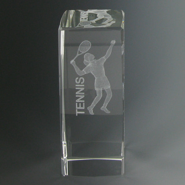4-5/8 X 1-7/8 OPTICAL CRYSTAL FEMALE TENNIS TROPHY