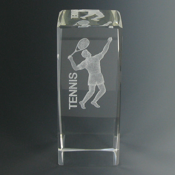 4-5/8 X 1-7/8 OPTICAL CRYSTAL MALE TENNIS TROPHY