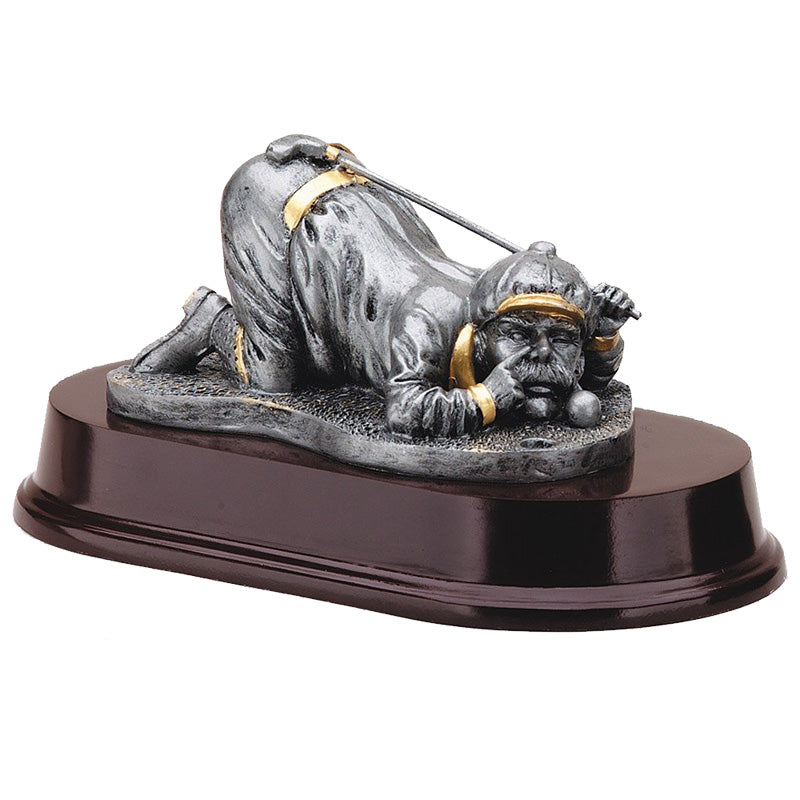 4 INCH COMEDY MALE GOLFER TROPHY RESIN ANTIQUE PEWTER FINISH