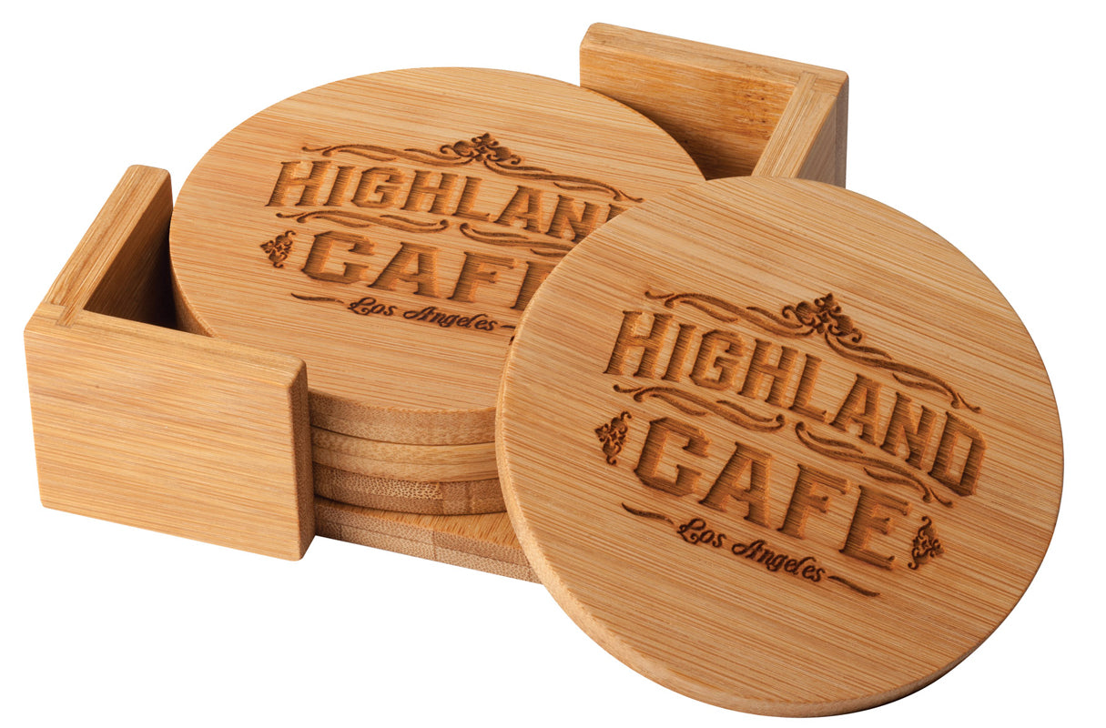 4 INCH DIAMETER GENUINE BAMBOO ROUND COASTERS