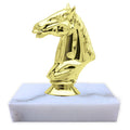 4 INCH HEIGHT HORSE HEAD TROPHY ON WHIT EMARBLE BASE