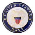 4 INCH ROUND RAISED AND COLOR PRINTED UNITED STATES NAVY SHIELD EMBLEM ALUMINUM METAL MAGNETIC MEDALLION DECAL DISC-MAGNETIC BACK